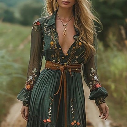 Sera Women’s Maxi Dress featuring a vibrant floral print and elegant pleated design, perfect for summer outings and special occasions. 1