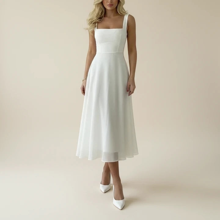 Sera Women’s Midi Dress featuring a stylish sleeveless design and flattering square neckline, perfect for casual outings and summer events. 0