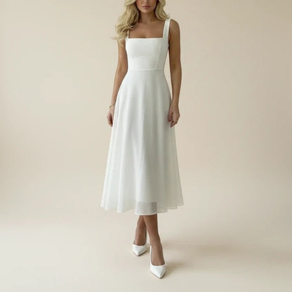Sera Women’s Midi Dress featuring a stylish sleeveless design and flattering square neckline, perfect for casual outings and summer events. 0