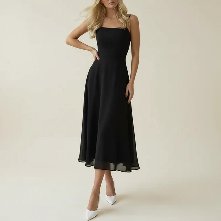Sera Women’s Midi Dress featuring a stylish sleeveless design and flattering square neckline, perfect for casual outings and summer events. 1