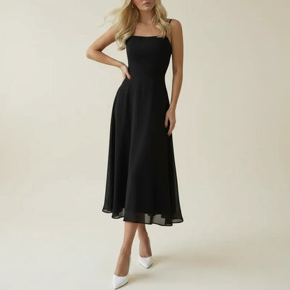 Sera Women’s Midi Dress featuring a stylish sleeveless design and flattering square neckline, perfect for casual outings and summer events. 1