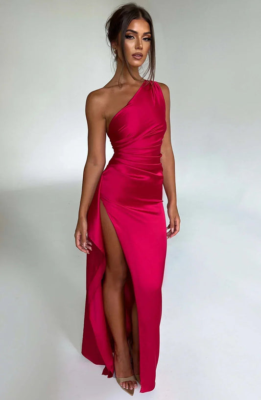 Seren Women’s Cocktail Dress with Pleated Design and One-Shoulder Neckline 0