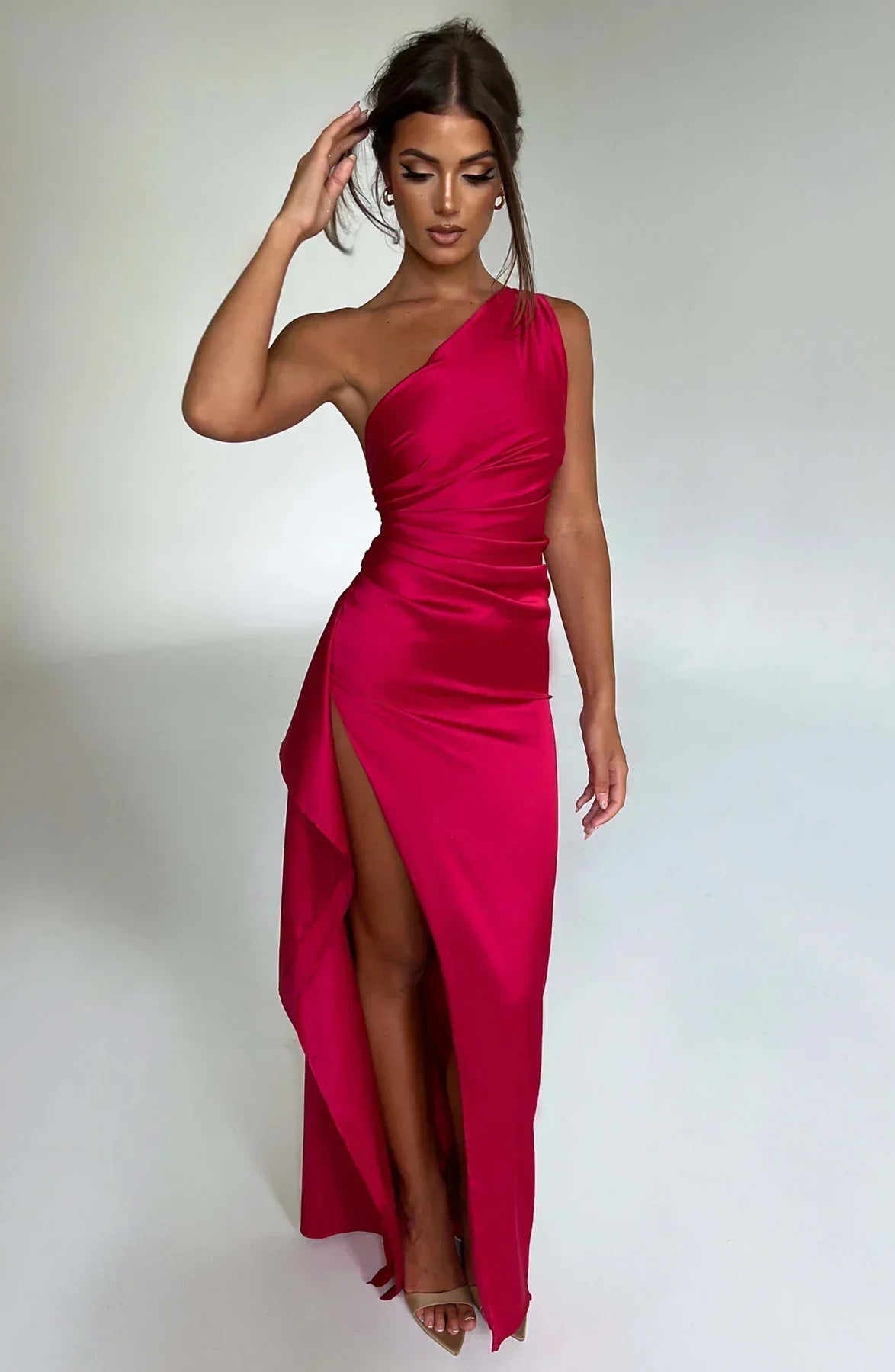 Seren Women’s Cocktail Dress with Pleated Design and One-Shoulder Neckline 2