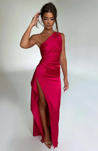 Seren Women’s Cocktail Dress with Pleated Design and One-Shoulder Neckline 2