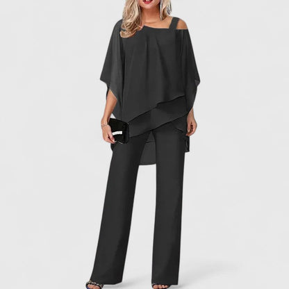 Serene Women’s Pants and Top Set featuring a tailored fit, ideal for versatile styling and comfortable wear, perfect for casual or professional occasions. 0