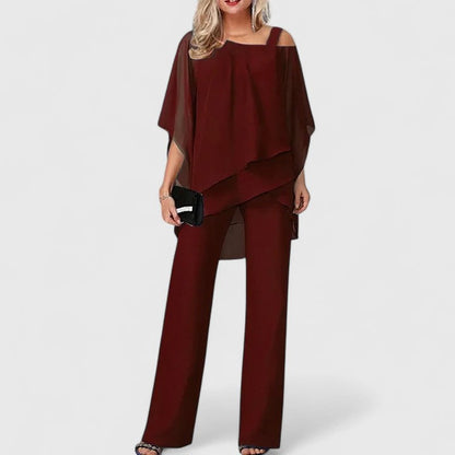 Serene Women’s Pants and Top Set featuring a tailored fit, ideal for versatile styling and comfortable wear, perfect for casual or professional occasions. 1