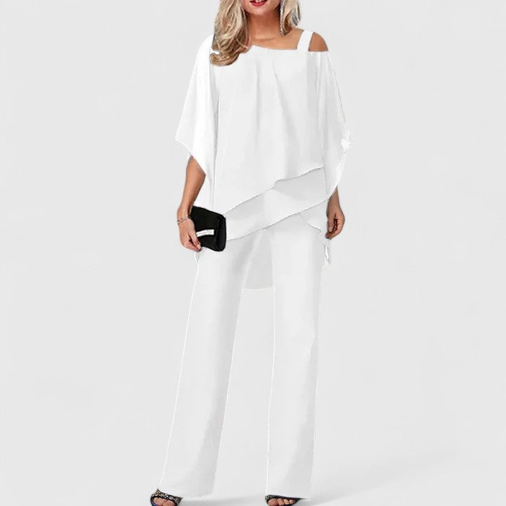 Serene Women’s Pants and Top Set featuring a tailored fit, ideal for versatile styling and comfortable wear, perfect for casual or professional occasions. 3