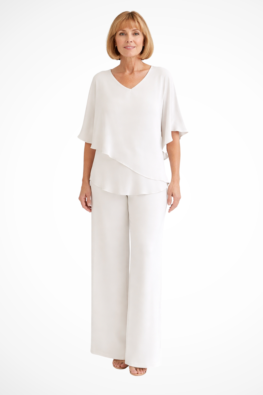 Serene Women’s Set featuring a stylish V neckline and batwing sleeves in vibrant cobalt blue, perfect for casual outings and comfortable wear. 5