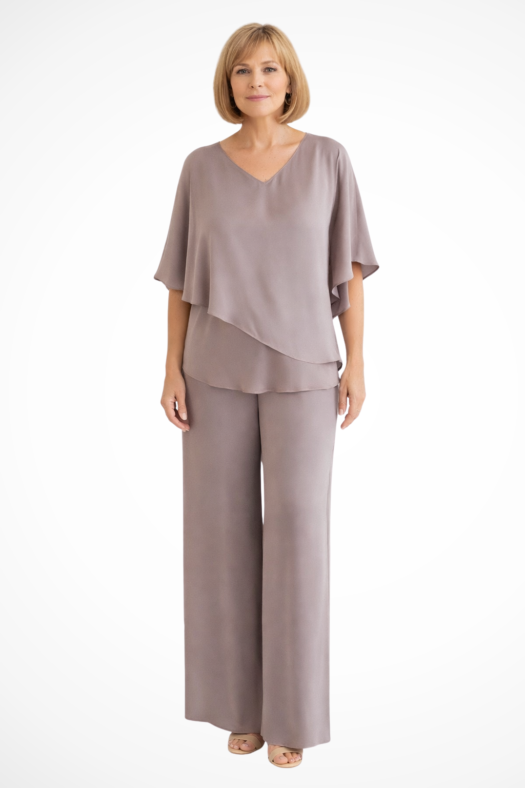 Serene Women’s Set featuring a stylish V neckline and batwing sleeves in vibrant cobalt blue, perfect for casual outings and comfortable wear. 7
