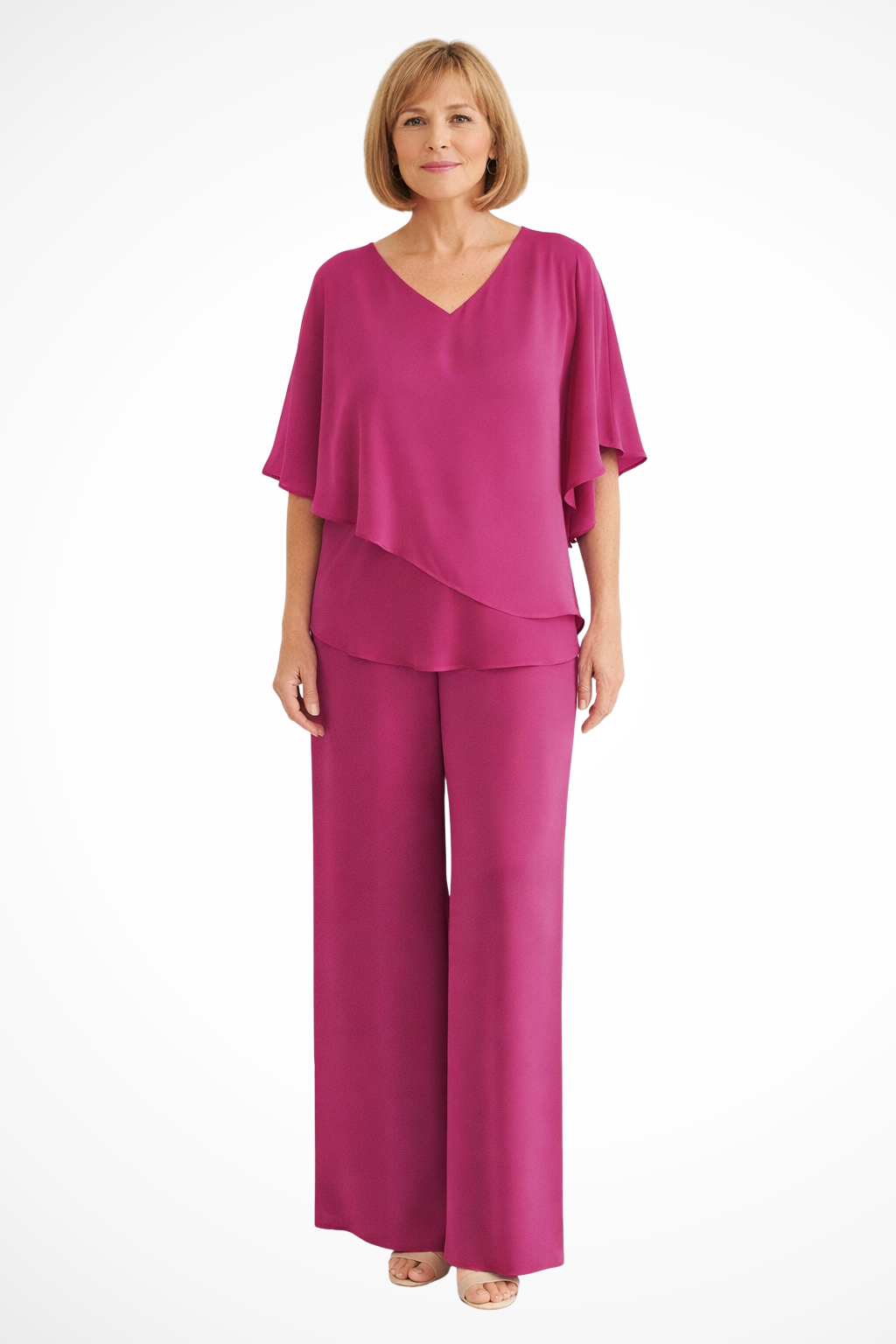 Serene Women’s Set featuring a stylish V neckline and batwing sleeves in vibrant cobalt blue, perfect for casual outings and comfortable wear. 9