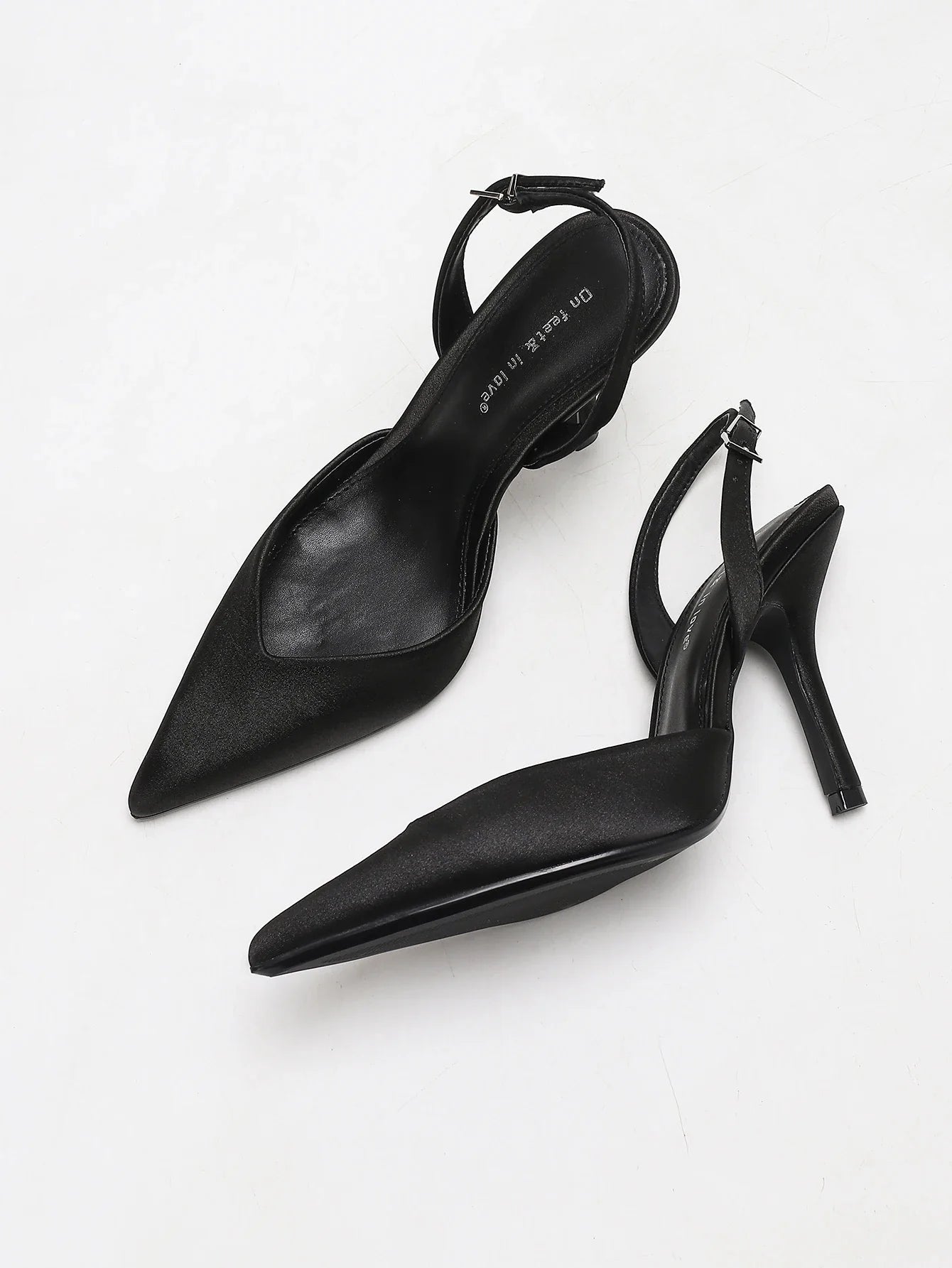 Serene Women’s Slingback Heels featuring a stylish pointed toe design and elegant satin finish, perfect for formal occasions and chic everyday wear. 2