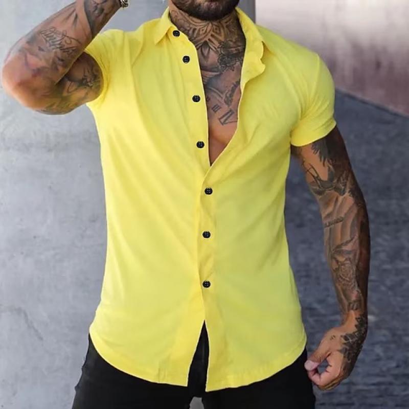 Sleek men's short sleeve shirt featuring a modern slim fit design, perfect for casual or semi-formal occasions. 10