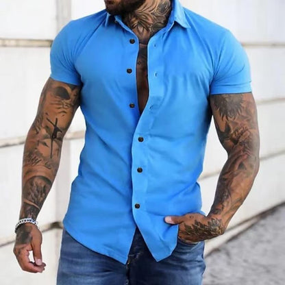 Sleek men's short sleeve shirt featuring a modern slim fit design, perfect for casual or semi-formal occasions. 4