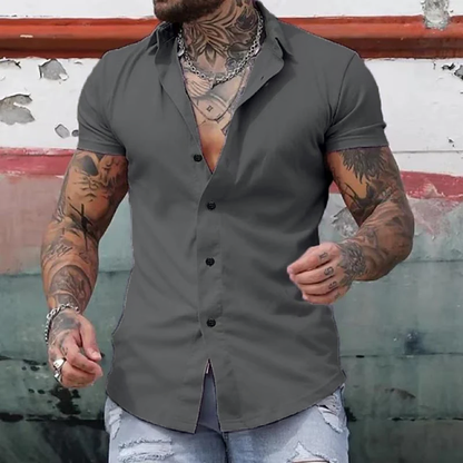 Sleek men's short sleeve shirt featuring a modern slim fit design, perfect for casual or semi-formal occasions. 5