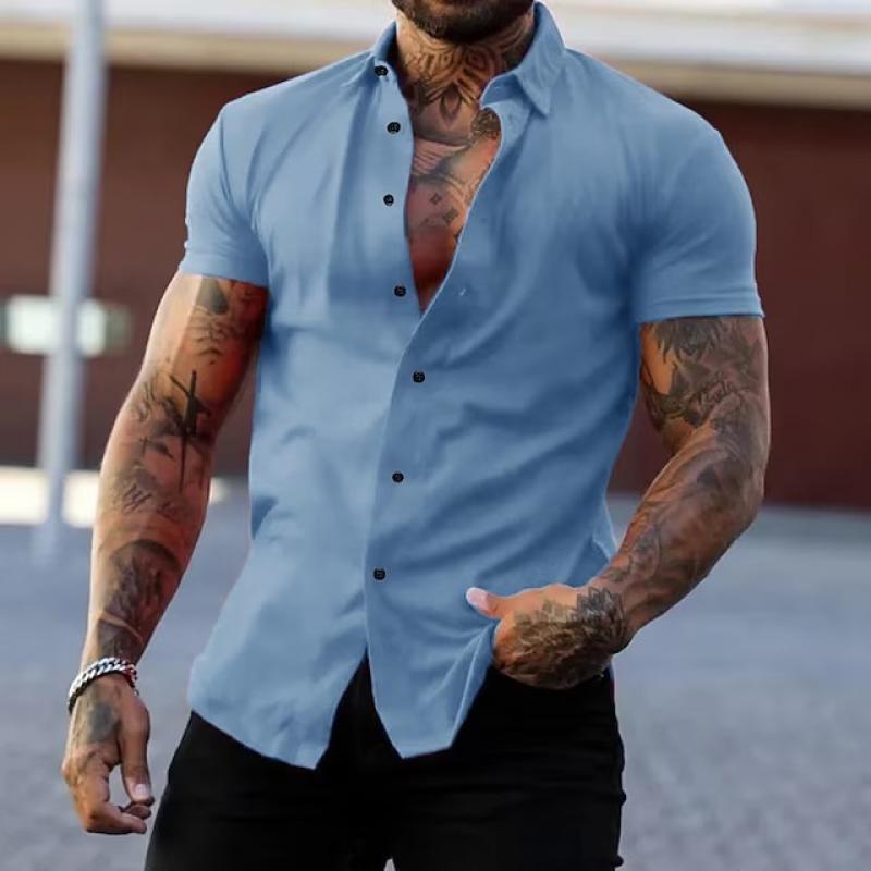 Sleek men's short sleeve shirt featuring a modern slim fit design, perfect for casual or semi-formal occasions. 6