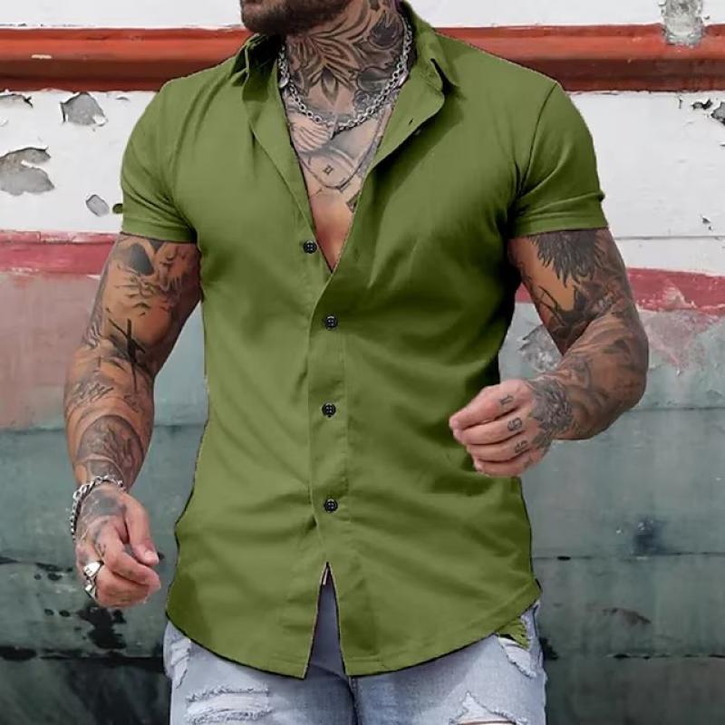 Sleek men's short sleeve shirt featuring a modern slim fit design, perfect for casual or semi-formal occasions. 7
