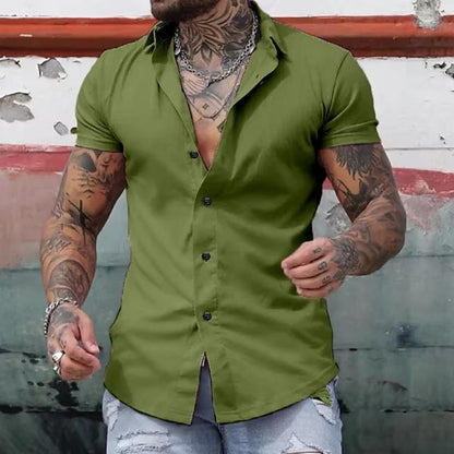 Sleek men's short sleeve shirt featuring a modern slim fit design, perfect for casual or semi-formal occasions. 7