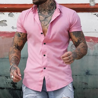 Sleek men's short sleeve shirt featuring a modern slim fit design, perfect for casual or semi-formal occasions. 8