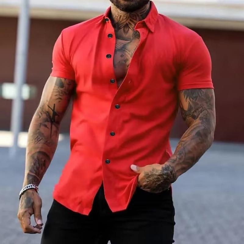 Sleek men's short sleeve shirt featuring a modern slim fit design, perfect for casual or semi-formal occasions. 9
