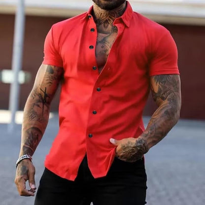Sleek men's short sleeve shirt featuring a modern slim fit design, perfect for casual or semi-formal occasions. 9