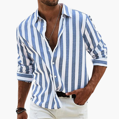Sleek men's shirt featuring a stylish striped design, crafted for lightweight comfort and a modern fit. 0