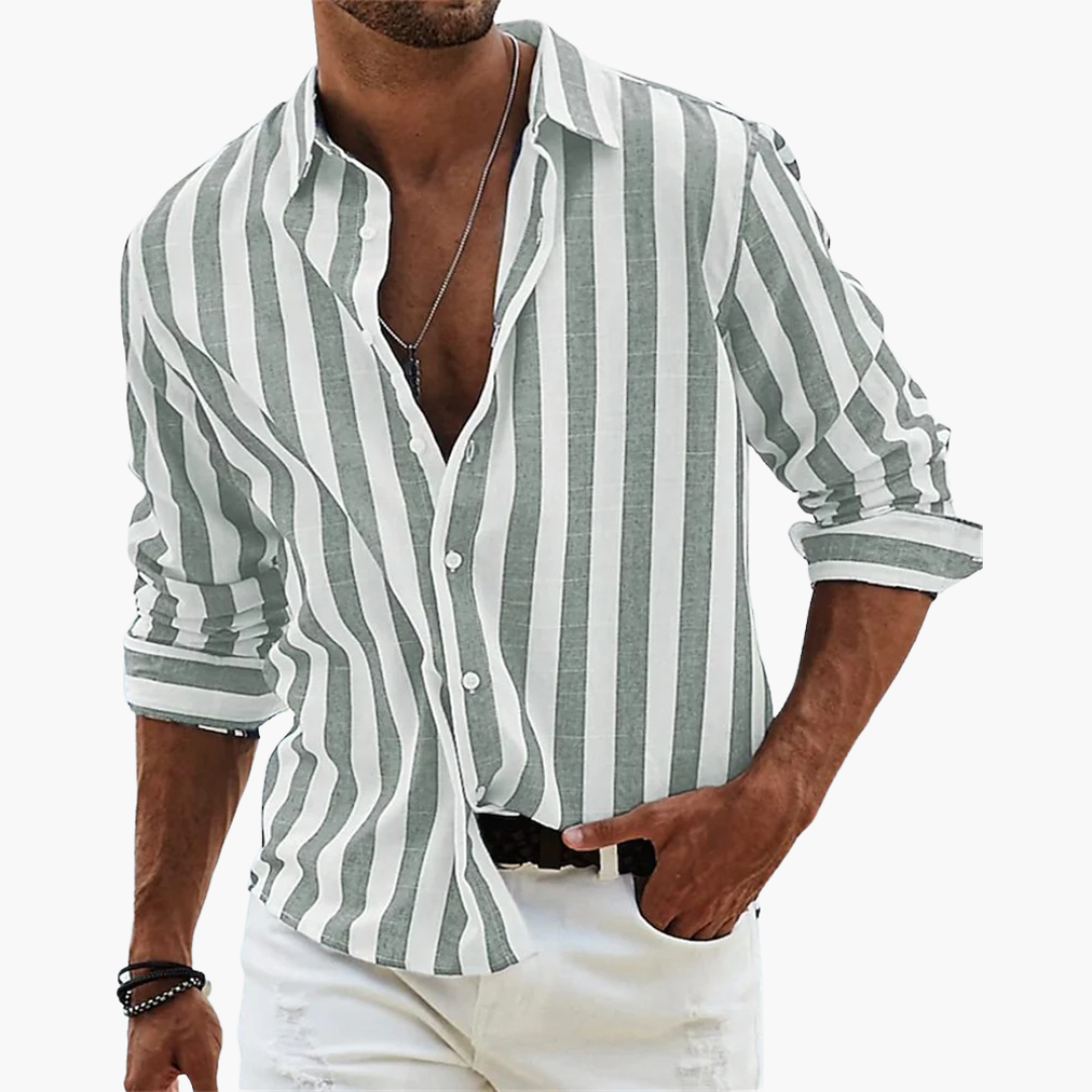 Sleek men's shirt featuring a stylish striped design, crafted for lightweight comfort and a modern fit. 2
