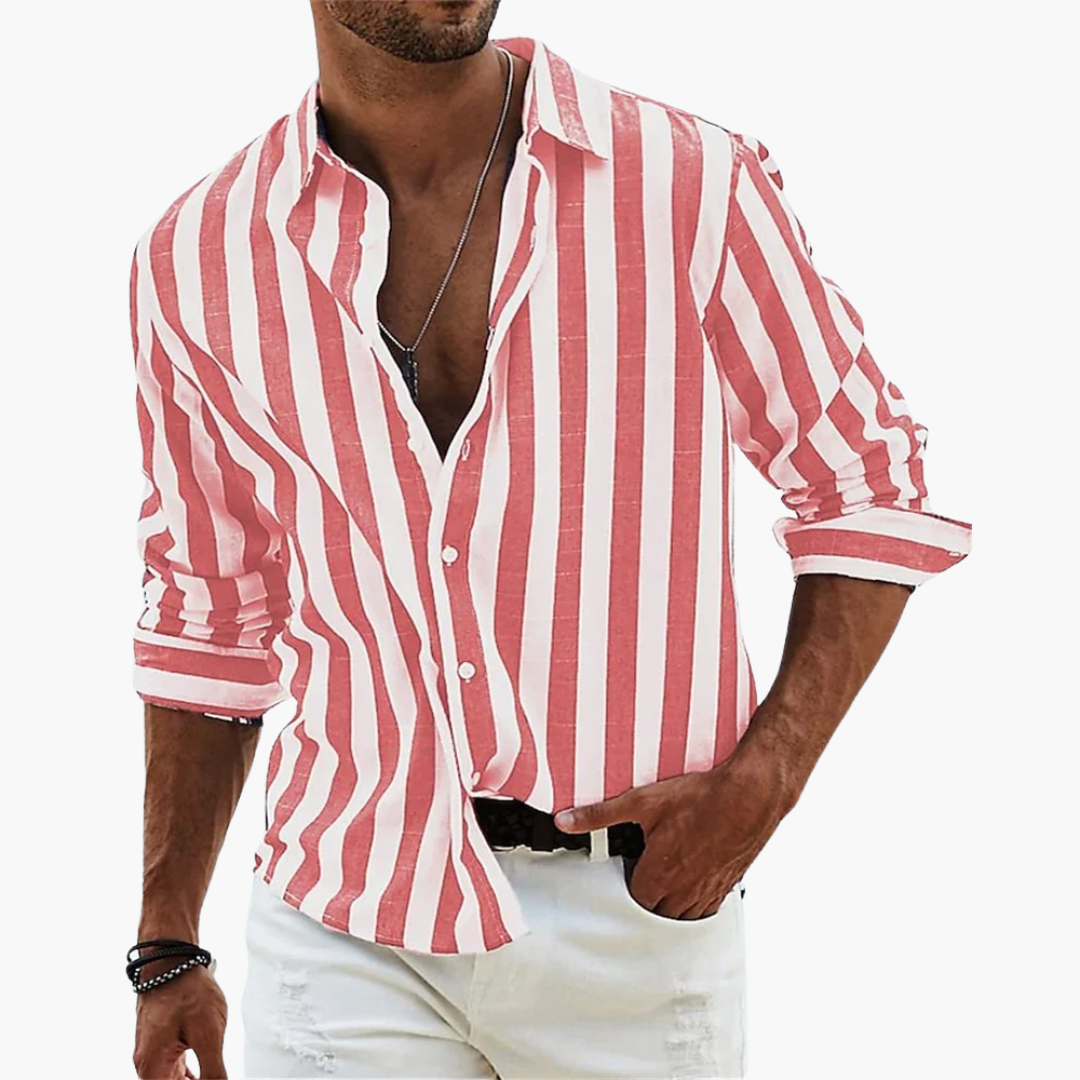 Sleek men's shirt featuring a stylish striped design, crafted for lightweight comfort and a modern fit. 3