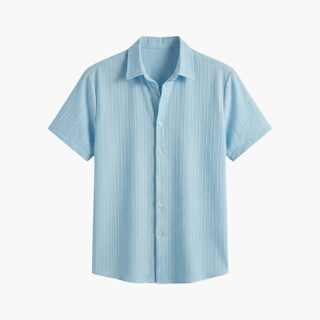 Sleek men's shirt featuring a stylish striped pattern and a classic button-up design, perfect for formal or casual occasions. 1