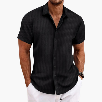 Sleek men's shirt featuring a stylish striped pattern and a classic button-up design, perfect for formal or casual occasions. 11