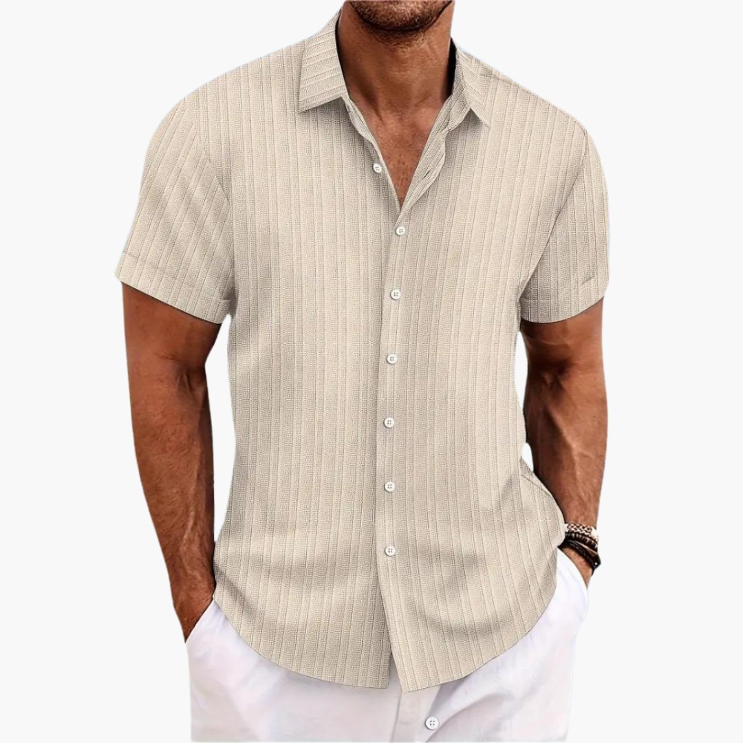 Sleek men's shirt featuring a stylish striped pattern and a classic button-up design, perfect for formal or casual occasions. 9