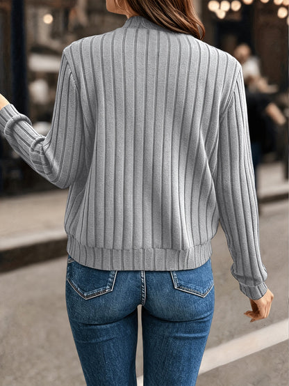 Sloane Women's Ribbed Zip-Up Jacket in a stylish design, showcasing refined comfort and versatility for everyday wear. 8