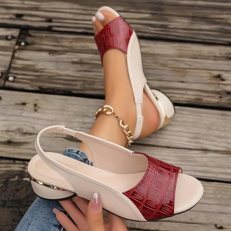 Soleil Women’s Sandals featuring an open toe design and stylish slingback block heel, perfect for summer outings and casual wear. 2