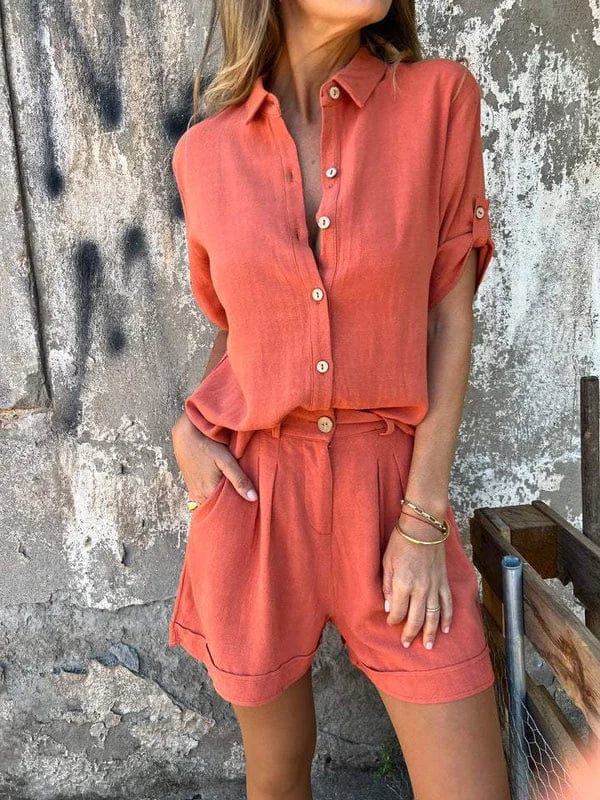 Sunny shorts set for women featuring a relaxed blouse and flattering fit, perfect for warm weather and casual outings. 4