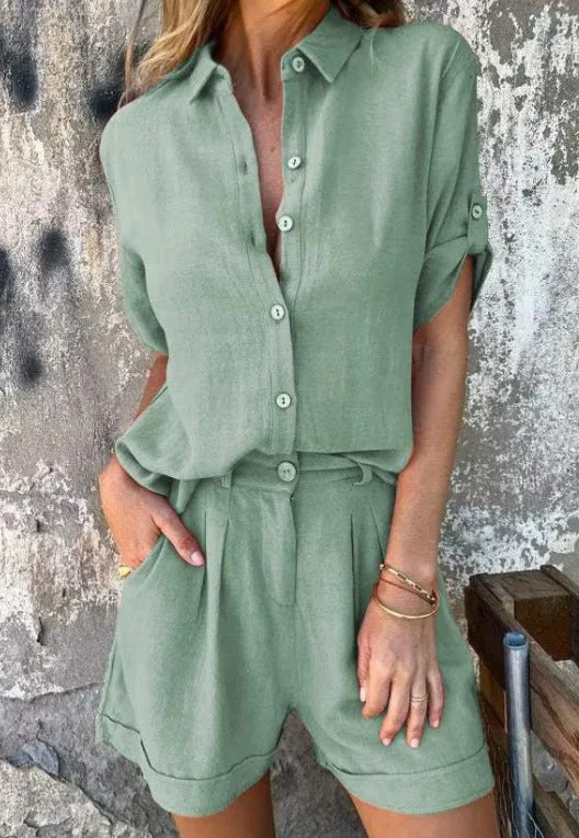 Sunny shorts set for women featuring a relaxed blouse and flattering fit, perfect for warm weather and casual outings. 5
