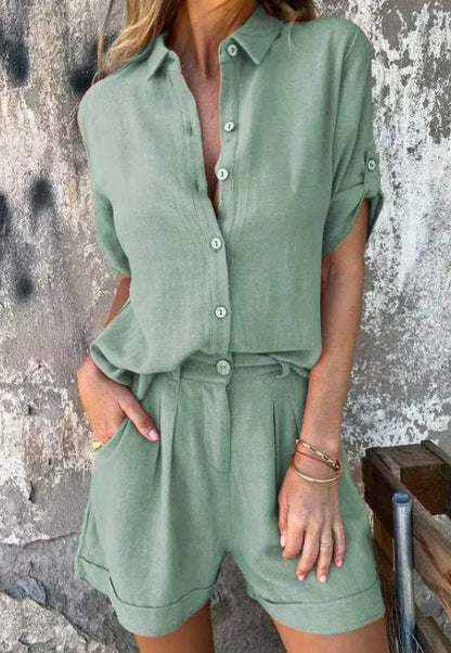 Sunny shorts set for women featuring a relaxed blouse and flattering fit, perfect for warm weather and casual outings. 5