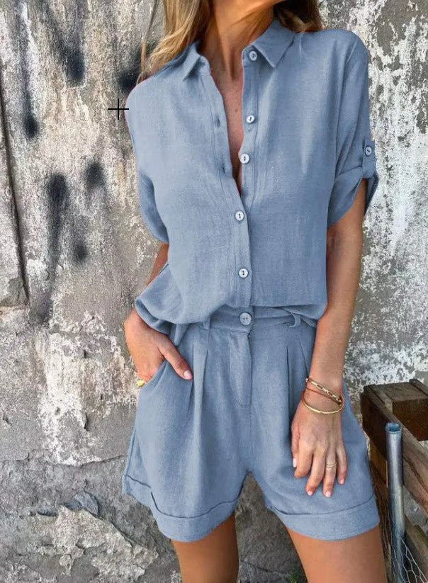 Sunny shorts set for women featuring a relaxed blouse and flattering fit, perfect for warm weather and casual outings. 6