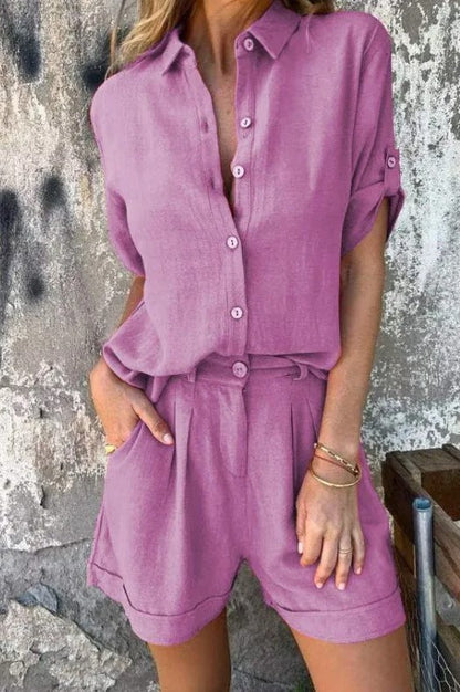 Sunny shorts set for women featuring a relaxed blouse and flattering fit, perfect for warm weather and casual outings. 7