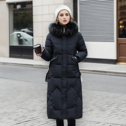 Tahlia Women’s Winter Coat featuring an adjustable hood and deep pockets, designed for ultimate warmth and comfort during cold weather. 8