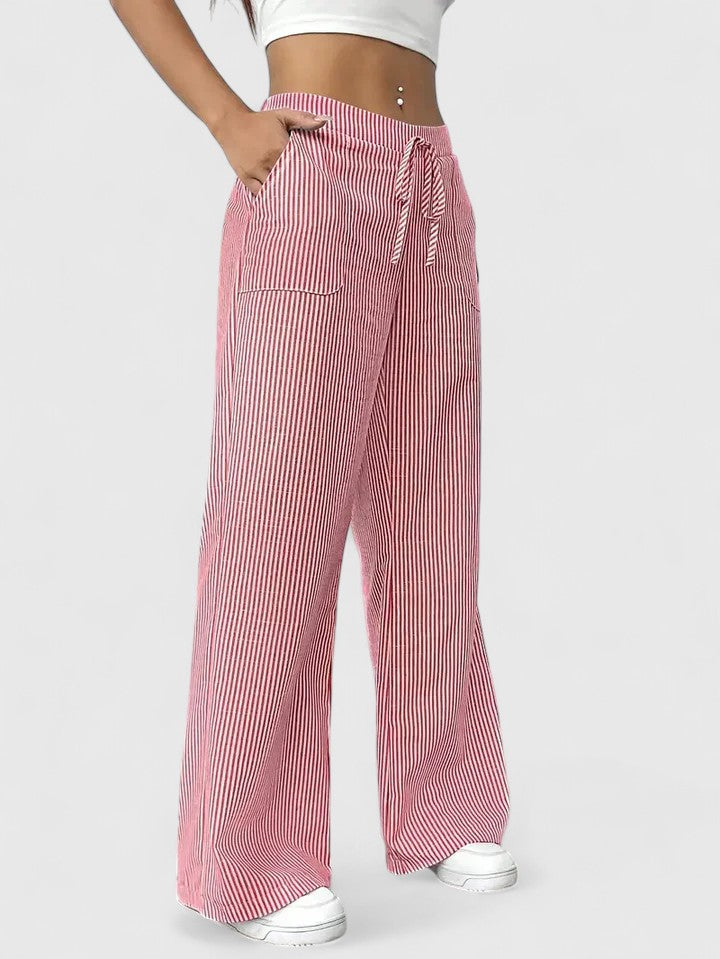 Talia Women’s Trousers featuring an adjustable waist and stylish wide-leg design for comfort and versatility. 0
