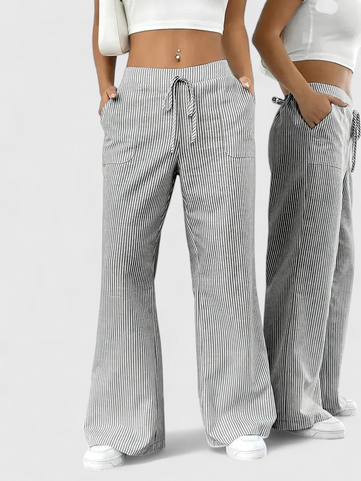 Talia Women’s Trousers featuring an adjustable waist and stylish wide-leg design for comfort and versatility. 3