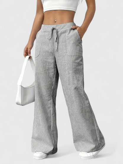 Talia Women’s Trousers featuring an adjustable waist and stylish wide-leg design for comfort and versatility. 4