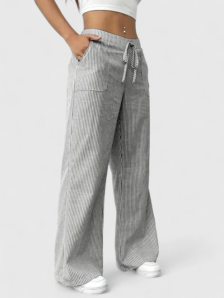 Talia Women’s Trousers featuring an adjustable waist and stylish wide-leg design for comfort and versatility. 8