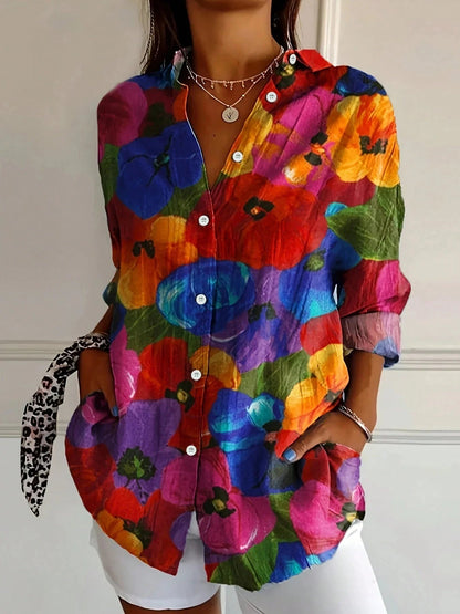 Tara Women’s Blouse featuring a vibrant colorful print and lightweight airy fit, perfect for stylish summer wear. 5