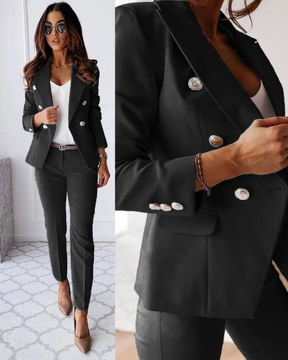 Tara Women's Suit featuring a tailored double-breasted design and a flattering fit, perfect for professional and formal occasions. 0