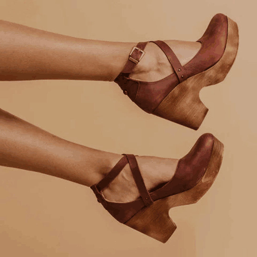 Terra Women’s Wedge Heels featuring a closed toe design and adjustable ankle strap, perfect for stylish comfort and support. 1