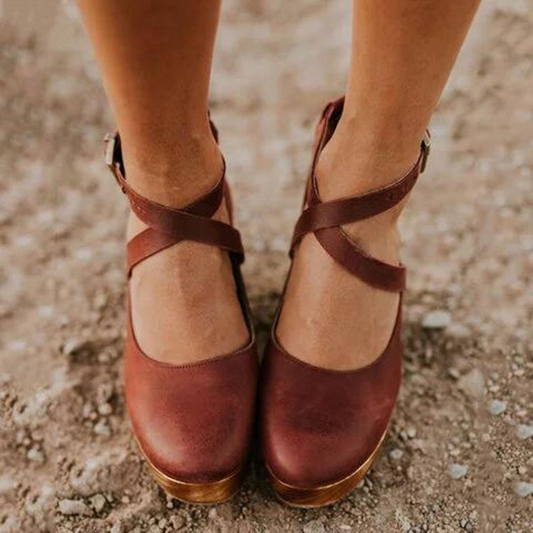 Terra Women’s Wedge Heels featuring a closed toe design and adjustable ankle strap, perfect for stylish comfort and support. 3