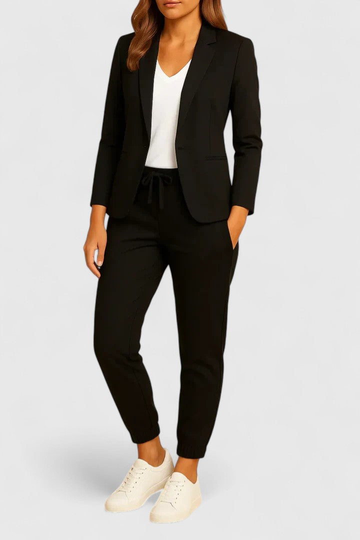Elegant Trisha women's suit featuring a tailored jacket and matching pants, perfect for professional and formal occasions. 6