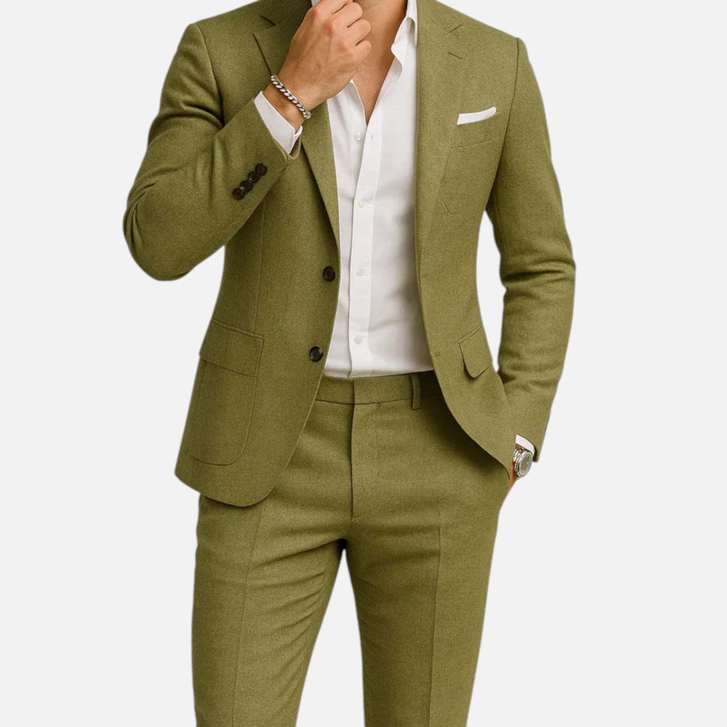 Valmonti Men's Suit featuring a lightweight breathable design and relaxed silhouette, perfect for comfort and style in any formal setting. 2
