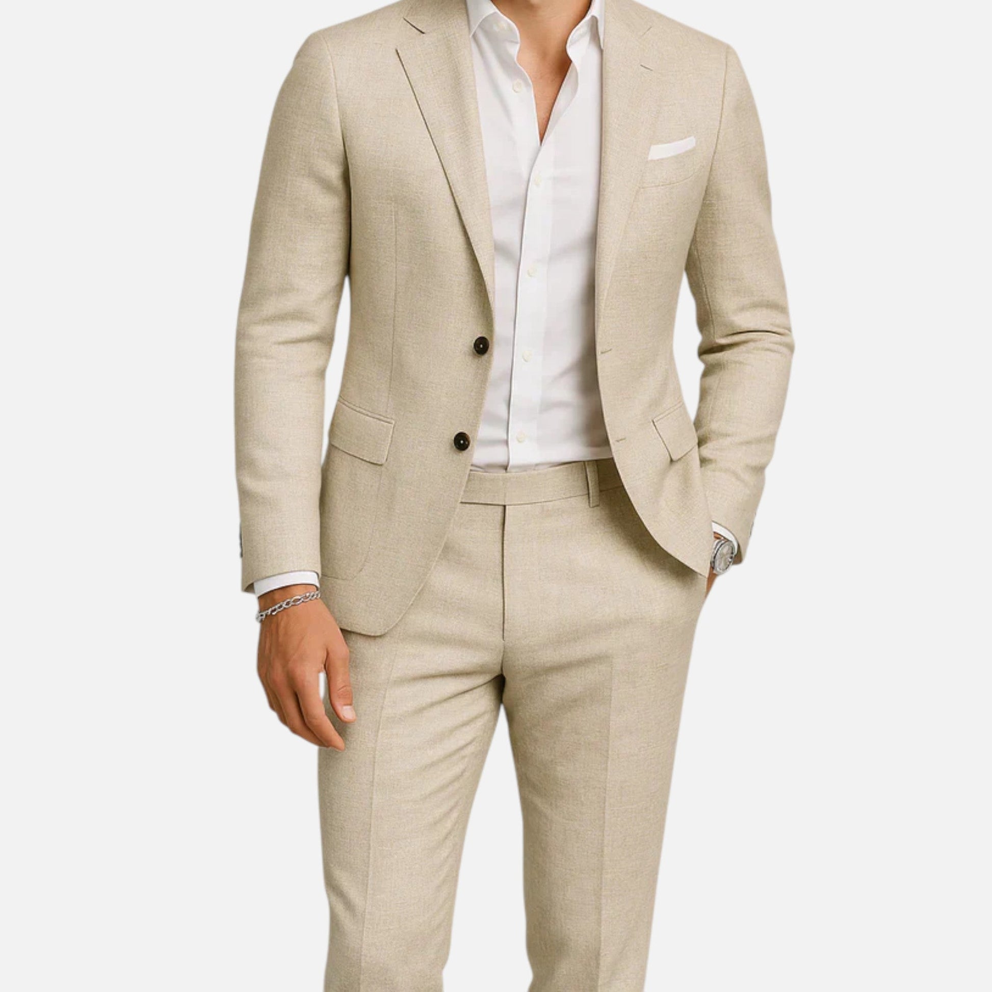Valmonti Men's Suit featuring a lightweight breathable design and relaxed silhouette, perfect for comfort and style in any formal setting. 3