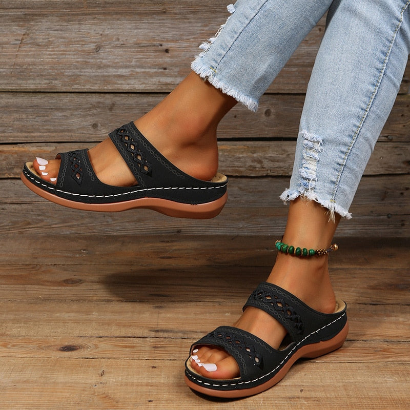 Valora Women’s Orthopedic Sandals featuring triple arch support and posture alignment for ultimate comfort and foot health. 1